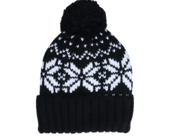 Pom Beanies-Beechfield Fair Isle Snowstar® Beanie /White Pom - Black