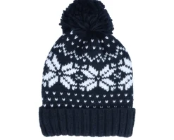 New Beechfield Fair Isle Snowstar® Beanie Light /Black/Off White Pom - Grey