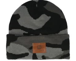 Cuff Beanies-John Deere Fake Leather Patch Knit Beanie Camouflage Cuff -