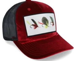 Velvet Caps-Skillfish Fishing Flies Velvet /Black A-frame Trucker - Red