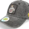 Fashion Lucid Smile Flexing Abs Patch Washed Black Demin Dad Cap -