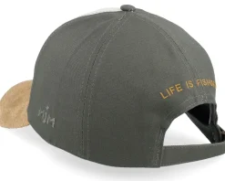 Adjustable-MJM Hats Flyfishing Junkie Life Is Fishing Olive Adjustable -