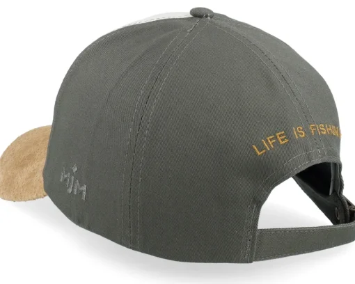 Adjustable-MJM Hats Flyfishing Junkie Life Is Fishing Olive Adjustable -