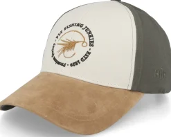Adjustable-MJM Hats Flyfishing Junkie Love To Hook Up Olive Adjustable - Beige