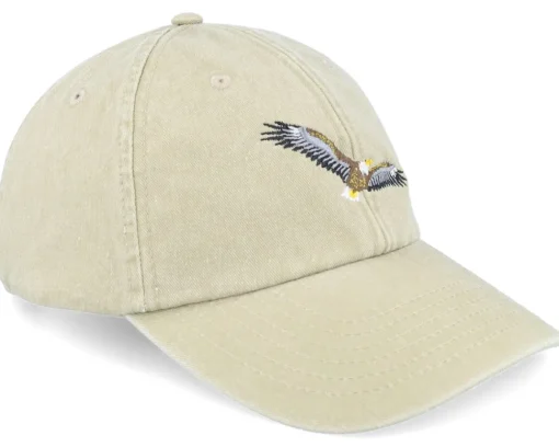 Dad Cap-Wild Spirit Flying Eagle Embroidery Khaki Dad Cap -