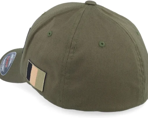 Flexfit-Army Head France Army Skull Olive Wooly Combed Flexfit - Green