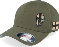 Flexfit-Army Head France Army Skull Olive Wooly Combed Flexfit - Green