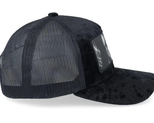 Trucker | Velvet Caps-Scenes Frank Velvet Black/Black A-frame Trucker -