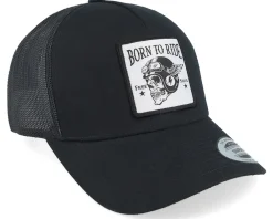Trucker-Born To Ride Free Soul Skull Patch Black Trucker -