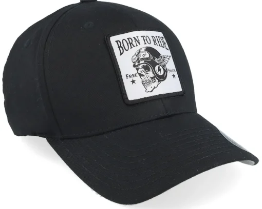 Sale Born To Ride Free Soul Skull Patch Black Flexfit -