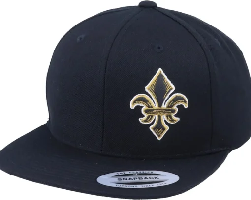 Snapback-Iconic French Lily Applique Black Snapback -