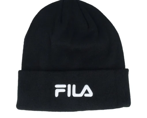 Cuff Beanies-Fila Frisco Slouchy Beanie With Big Logo Black Cuff -