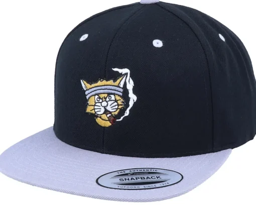 Snapback-Iconic Gangster Cat Black/Silver Snapback -