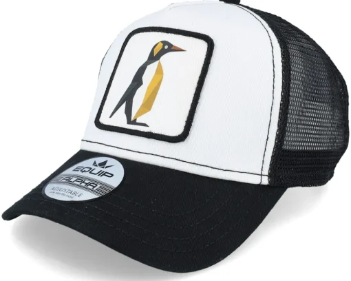 Trucker-Iconic Geometry Penguin Patch /Black Trucker - White