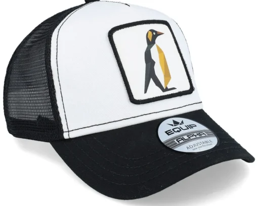 Trucker-Iconic Geometry Penguin Patch /Black Trucker - White
