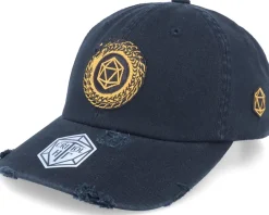 Dad Cap-Critiql Hit Golden D20 Wurm Patch Black Destroyed Dad Cap