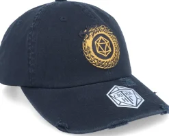 Dad Cap-Critiql Hit Golden D20 Wurm Patch Black Destroyed Dad Cap