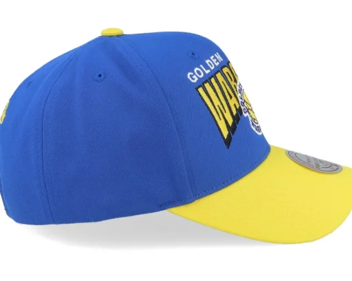 Outlet Mitchell & Ness Golden State Warriors Boom Text Pro Blue/Yellow Adjustable -