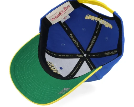 Outlet Mitchell & Ness Golden State Warriors Boom Text Pro Blue/Yellow Adjustable -
