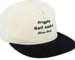 Hot Pins & Stripes Golf Addict Cord Ivory/Black 5-panel Snapback -