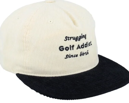 Hot Pins & Stripes Golf Addict Cord Ivory/Black 5-panel Snapback -