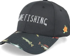 Adjustable-SQRTN Gone Fishing Hooked Cap Black Adjustable -