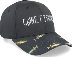 Adjustable-SQRTN Gone Fishing Hooked Cap Black Adjustable -