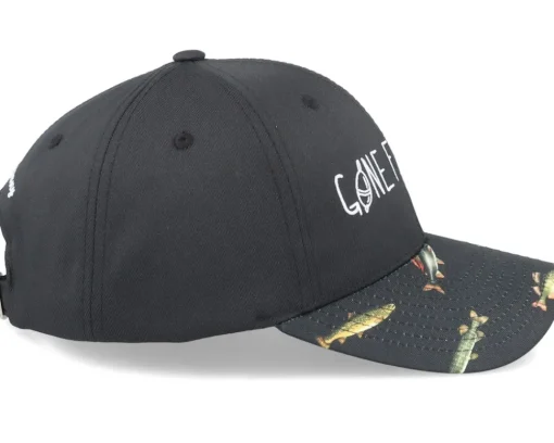 Adjustable-SQRTN Gone Fishing Hooked Cap Black Adjustable -