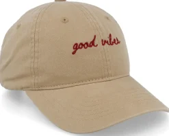 Fashion Wei Good Vibes Washed Cotton Khaki Mom Cap -