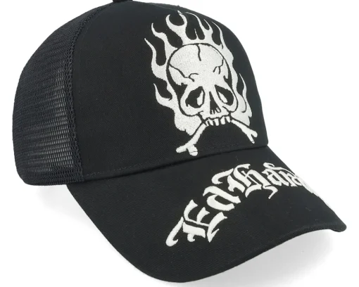 Trucker-Ed Hardy Gothic Skull In Flames Black/Black A-Frame Trucker -