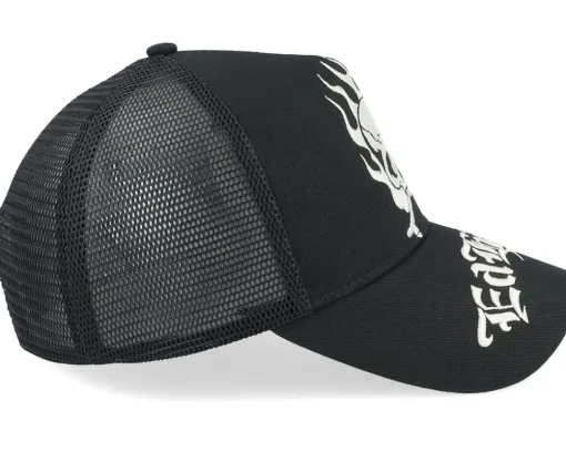 Trucker-Ed Hardy Gothic Skull In Flames Black/Black A-Frame Trucker -