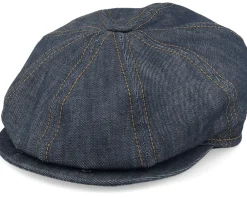 Flat Caps-CTH Ericson Gustav Organic Denim Blue Flat Cap -