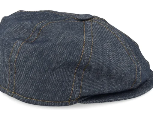 Flat Caps-CTH Ericson Gustav Organic Denim Blue Flat Cap -