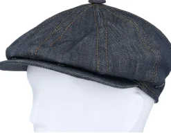 Flat Caps-CTH Ericson Gustav Organic Denim Blue Flat Cap -