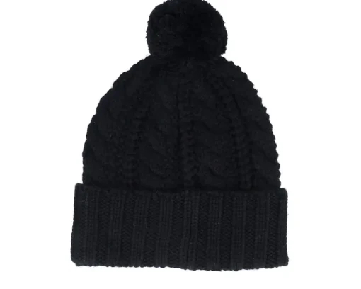 Pom Beanies | Knitted Beanies-Oakley Harper Beanie Black/White Logo Pom -