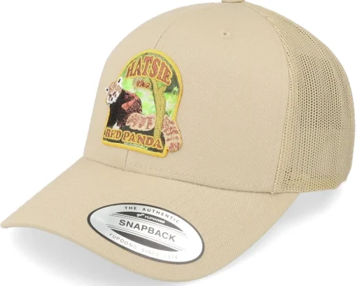 New Wild Spirit Hatsie The Red Panda Logo Khaki Trucker -