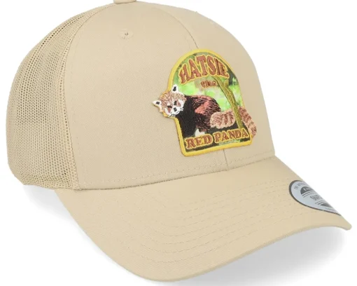 New Wild Spirit Hatsie The Red Panda Logo Khaki Trucker -