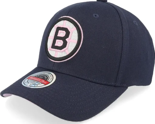 Adjustable-Mitchell & Ness Hatstore Exclusive x Boston Bruins 50th Anniversary Patch Navy/Pink Adjustable - Blue