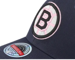 Adjustable-Mitchell & Ness Hatstore Exclusive x Boston Bruins 50th Anniversary Patch Navy/Pink Adjustable - Blue