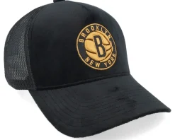 Trucker-Mitchell & Ness Hatstore Exclusive x Brooklyn Nets Amber Velvet Trucker - Black