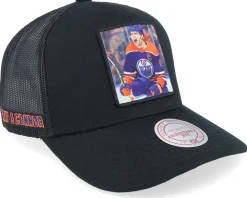 Trucker-Mitchell & Ness Hatstore Exclusive x Edmonton Oilers Connor McDavid Black A-Frame Trucker -