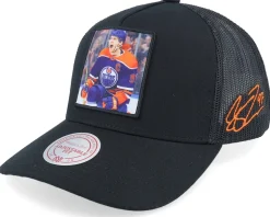 Trucker-Mitchell & Ness Hatstore Exclusive x Edmonton Oilers Connor McDavid Black A-Frame Trucker -