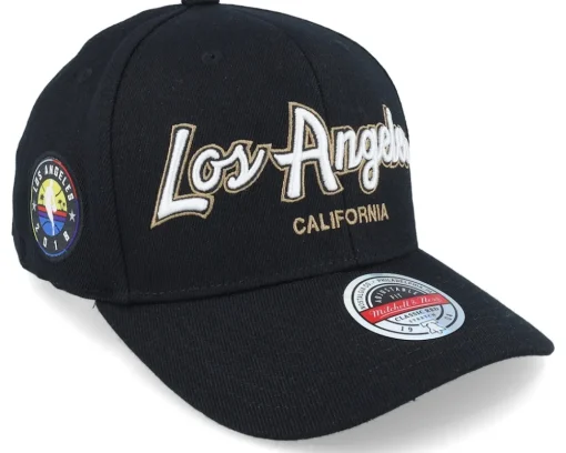 Adjustable-Mitchell & Ness Hatstore Exclusive x Los Angeles Script & Patches Black Adjustable -