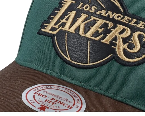 Adjustable-Mitchell & Ness Hatstore Exclusive x Los Angeles Lakers Pro Crown Dark /Brown A-frame Adjustable - Green