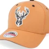 Adjustable-Mitchell & Ness Hatstore Exclusive x Milwaukee Bucks Camel Leather Logo -