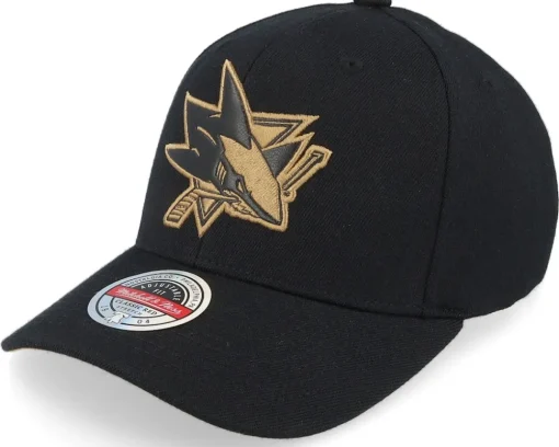 Adjustable-Mitchell & Ness Hatstore Exclusive x San Jose Sharks TKO Leather Logo NHL Bronze/ Adjustable - Black