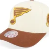 Clearance Mitchell & Ness Hatstore Exclusive x St. Louis Blues Grand Suede Cream/Brown Adjustable - White