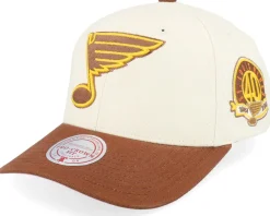 Clearance Mitchell & Ness Hatstore Exclusive x St. Louis Blues Grand Suede Cream/Brown Adjustable - White