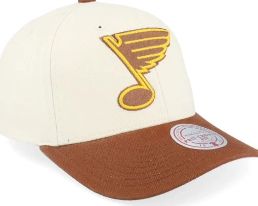 Clearance Mitchell & Ness Hatstore Exclusive x St. Louis Blues Grand Suede Cream/Brown Adjustable - White