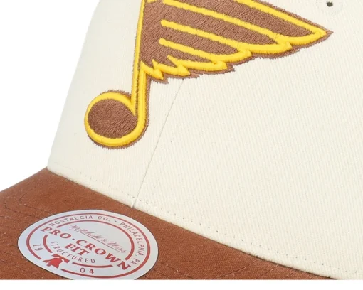 Clearance Mitchell & Ness Hatstore Exclusive x St. Louis Blues Grand Suede Cream/Brown Adjustable - White